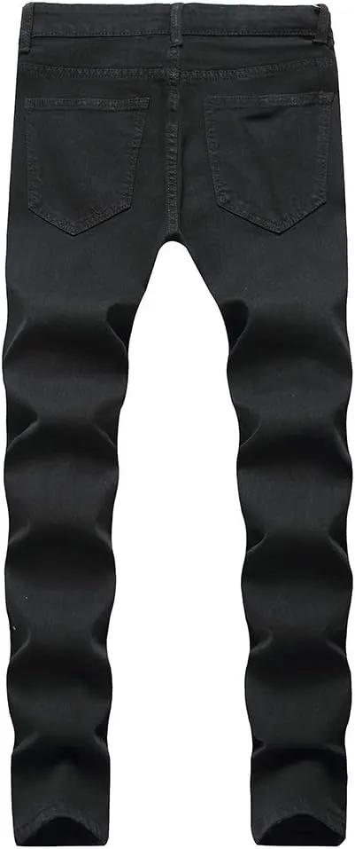LONGBIDA Men's Ripped Jeans,Slim Fit Distressed Stretch Denim Pants Y2K Cargo Skinny Jeans for Men 2024