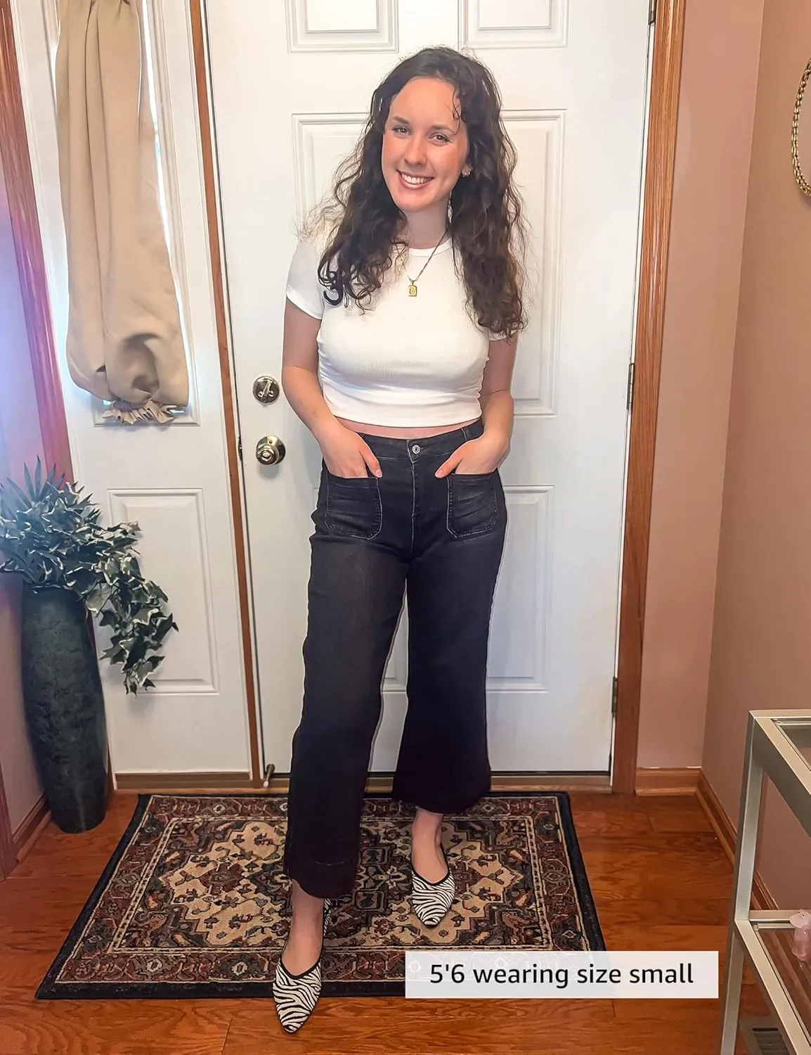 luvamia Wide Leg Jeans for Women Trendy High Waisted Flare Jeans Cropped Denim Pants Stretchy Baggy with Patch Pockets