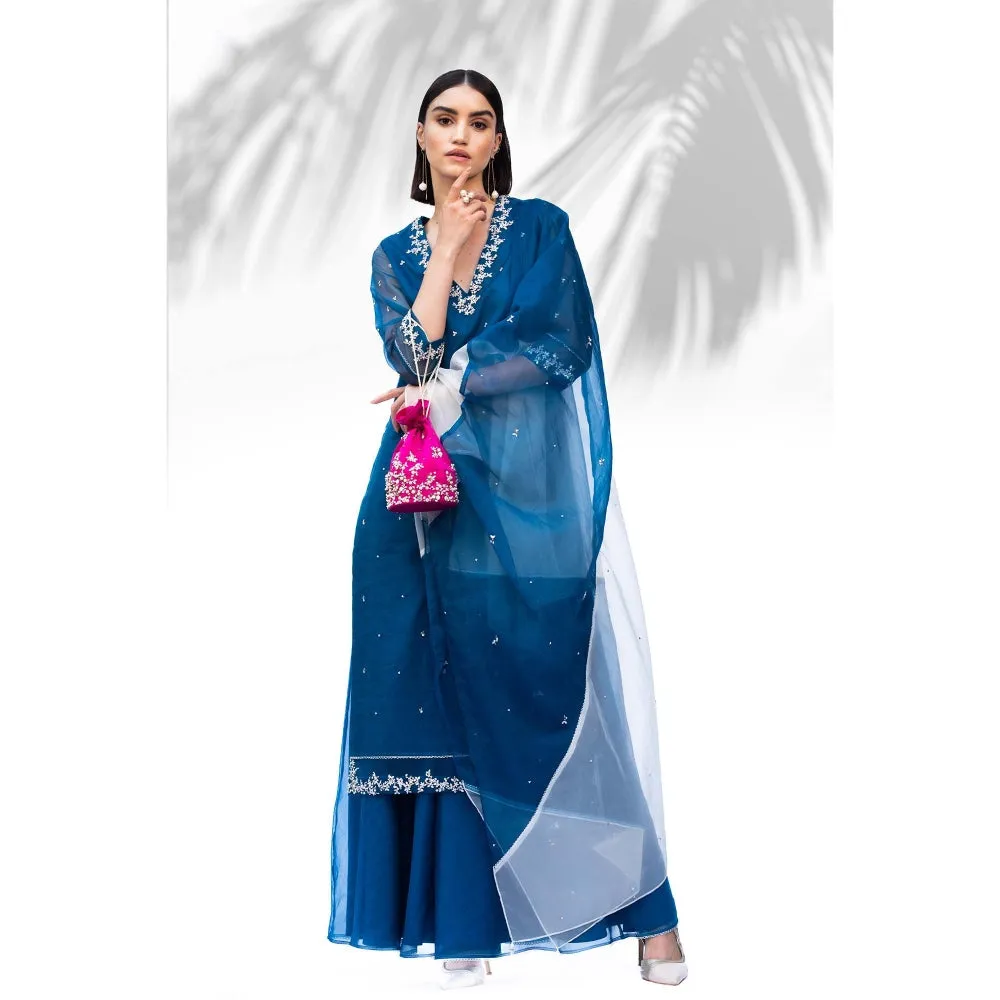MANDIRA WIRK Hot Pink Hand Embroidered Polti