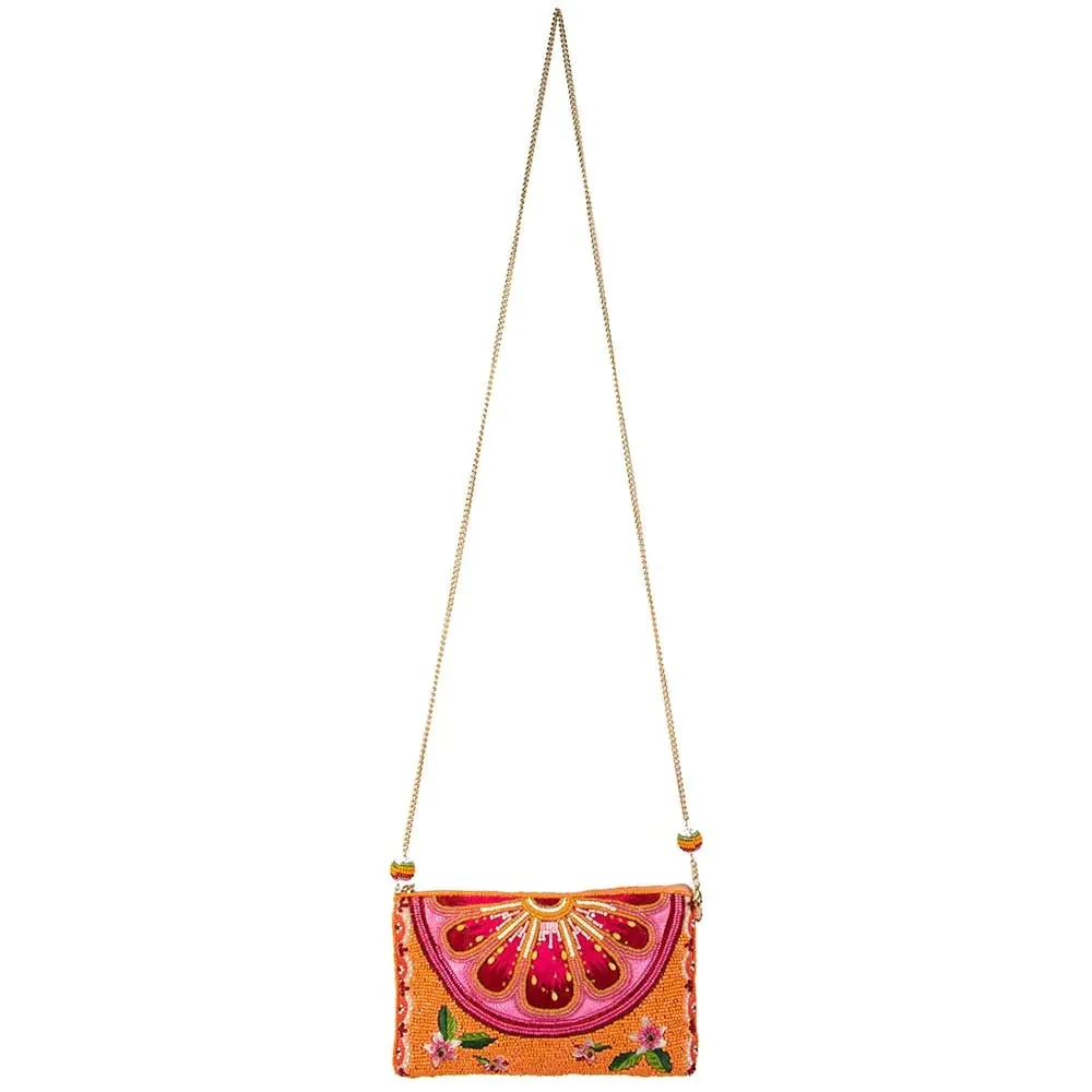 Mary Frances Fierce Beaded Embroidered Sun Sweet Crossbody Phone Bag Glasses Orange