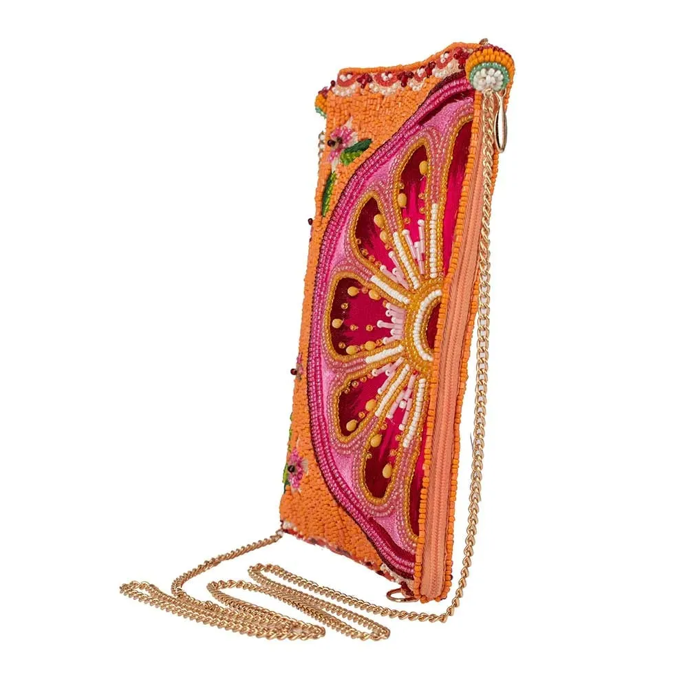 Mary Frances Fierce Beaded Embroidered Sun Sweet Crossbody Phone Bag Glasses Orange