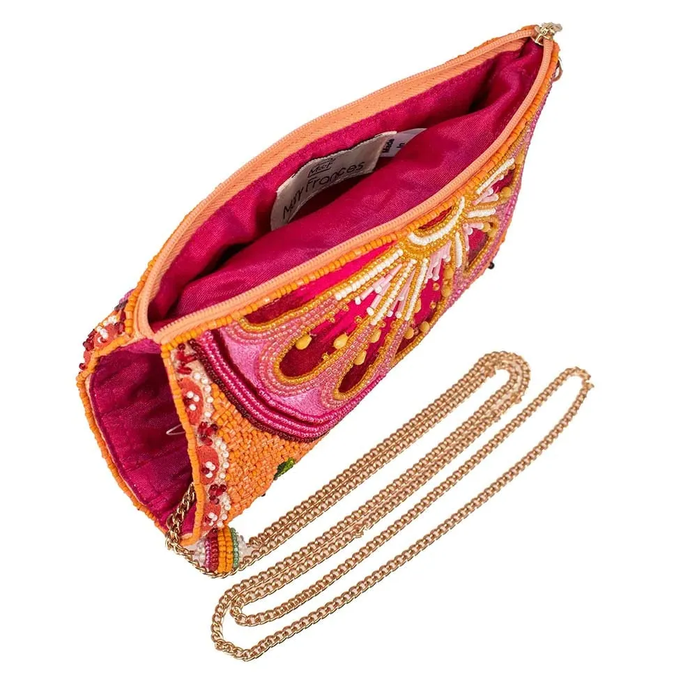 Mary Frances Fierce Beaded Embroidered Sun Sweet Crossbody Phone Bag Glasses Orange