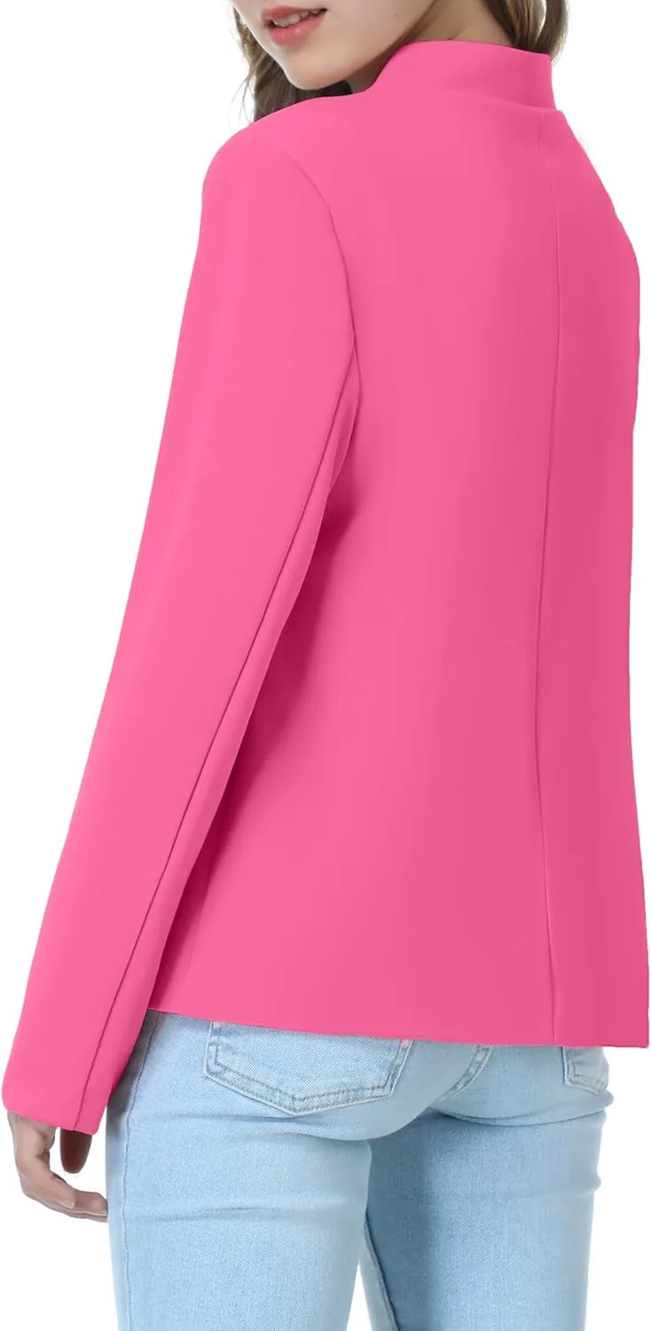 Mebius Girls Blazer Jacket with Inner Pocket Long Sleeve Notched Collar/Lapel Collar Open Front Casual Kids Blazers Suit