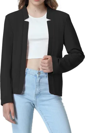 Mebius Girls Blazer Jacket with Inner Pocket Long Sleeve Notched Collar/Lapel Collar Open Front Casual Kids Blazers Suit