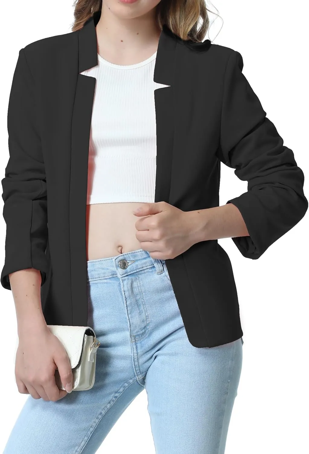 Mebius Girls Blazer Jacket with Inner Pocket Long Sleeve Notched Collar/Lapel Collar Open Front Casual Kids Blazers Suit