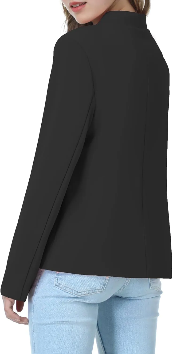 Mebius Girls Blazer Jacket with Inner Pocket Long Sleeve Notched Collar/Lapel Collar Open Front Casual Kids Blazers Suit