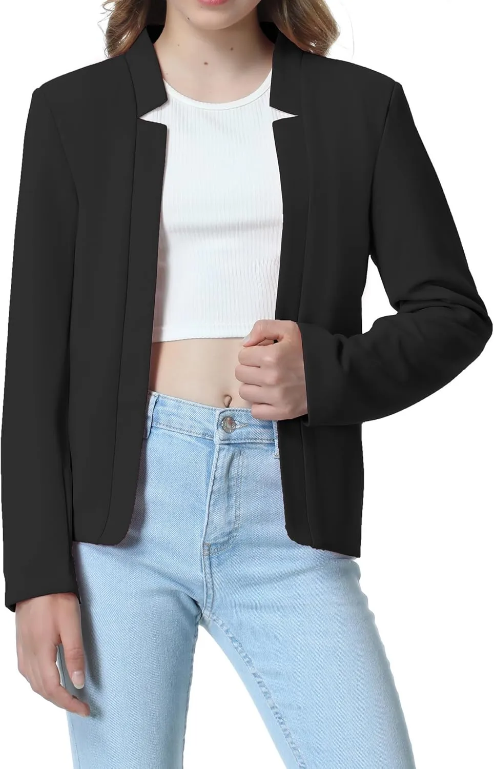 Mebius Girls Blazer Jacket with Inner Pocket Long Sleeve Notched Collar/Lapel Collar Open Front Casual Kids Blazers Suit