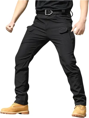 Men Cargo Pants with Pockets Ripstop Stretch Skinny Fit Hiking Pants Stylish Trousers Workout Joggers Baggy Pants