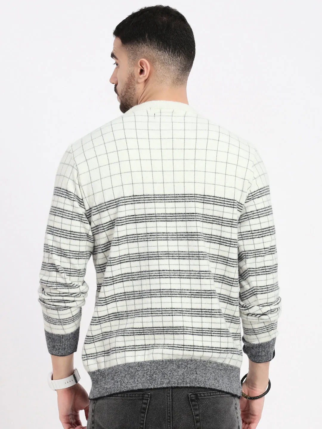 Men White Printed Pullover