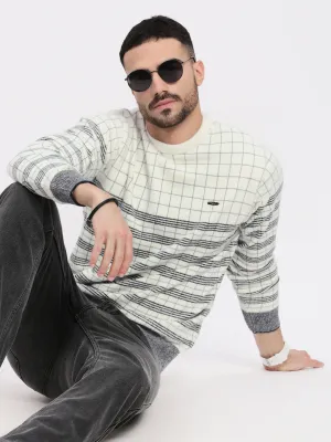 Men White Printed Pullover