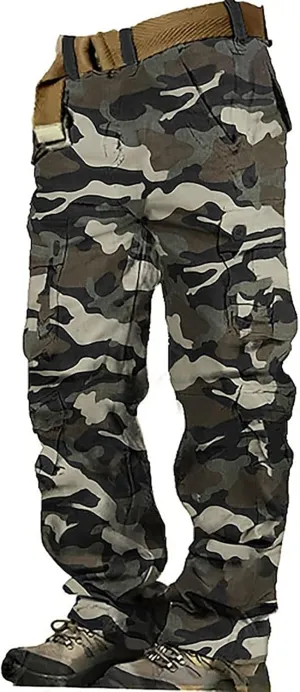Men's Camo Cargo Pants Trousers Hiking Pants 8 Pocket Plain Comfort Breathable Outdoor Daily Work Pants for Hiking