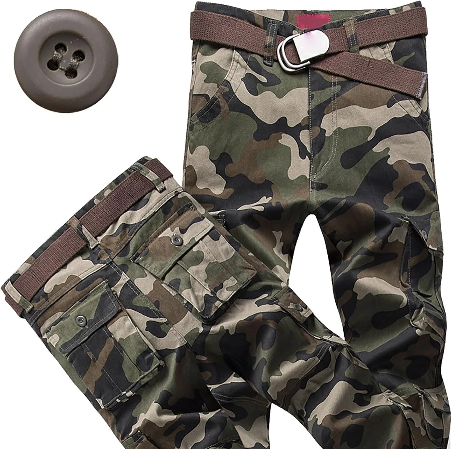 Men's Camo Cargo Pants Trousers Hiking Pants 8 Pocket Plain Comfort Breathable Outdoor Daily Work Pants for Hiking