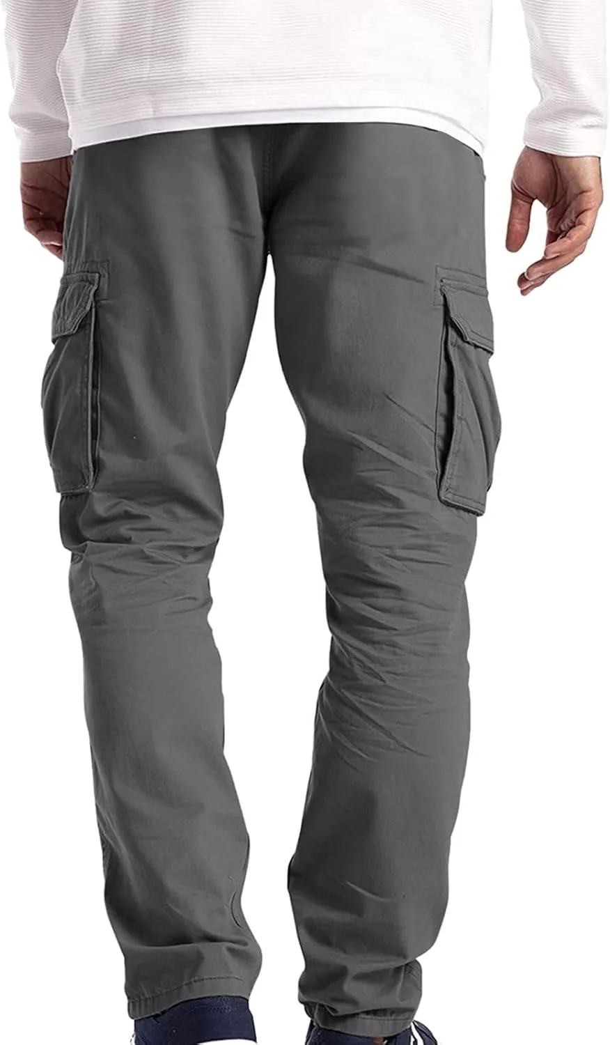 Mens Cargo Pants Big and Tall Loose Fit Stretch Waist Cargo Sweatpants Casual Solid Pleated Straight Athletic Hiking Pants