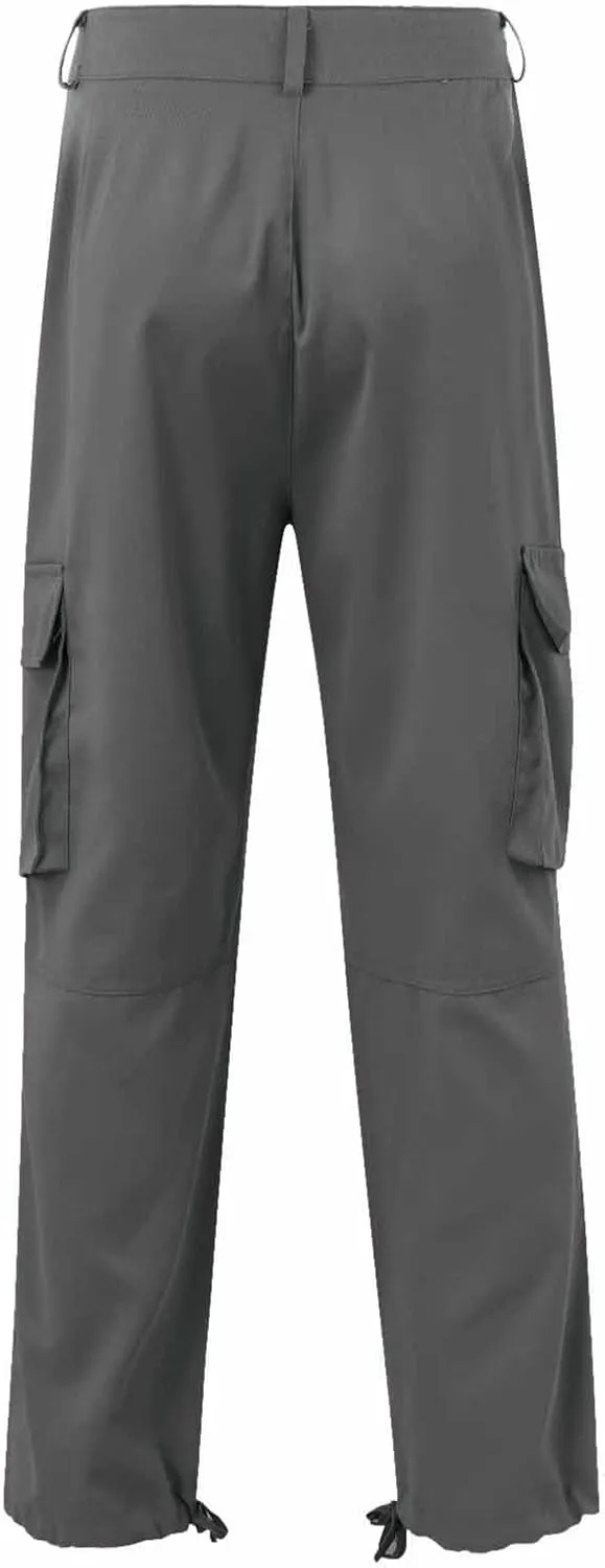 Mens Cargo Pants Big and Tall Loose Fit Stretch Waist Cargo Sweatpants Casual Solid Pleated Straight Athletic Hiking Pants
