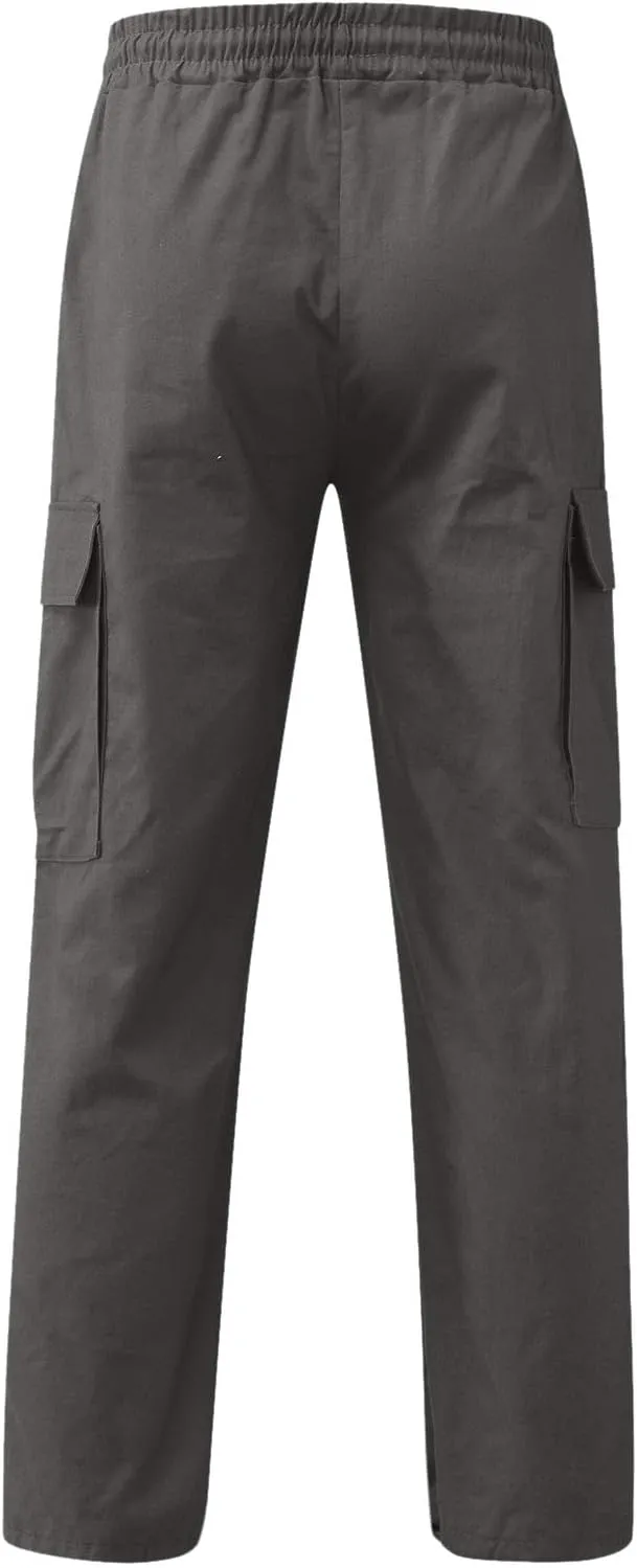 Mens Cargo Pants Casual Joggers Hiking Pants Loose Straight Athletic Workout Sweatpants with Pockets