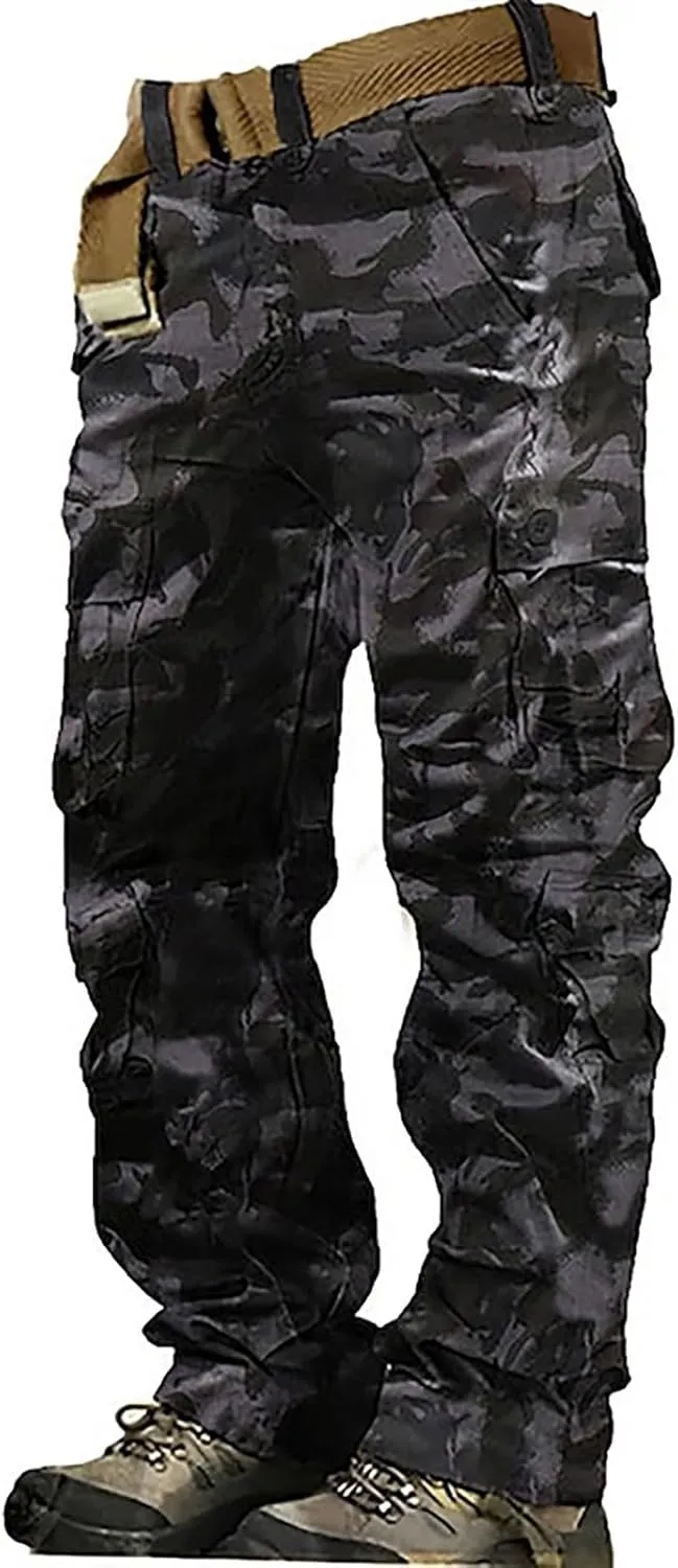 Men's Cargo Pants High Street Leisure Loose Sports Running Solid Color Lace Up Cargo Mens Outdoor Hiking Cargo Pants