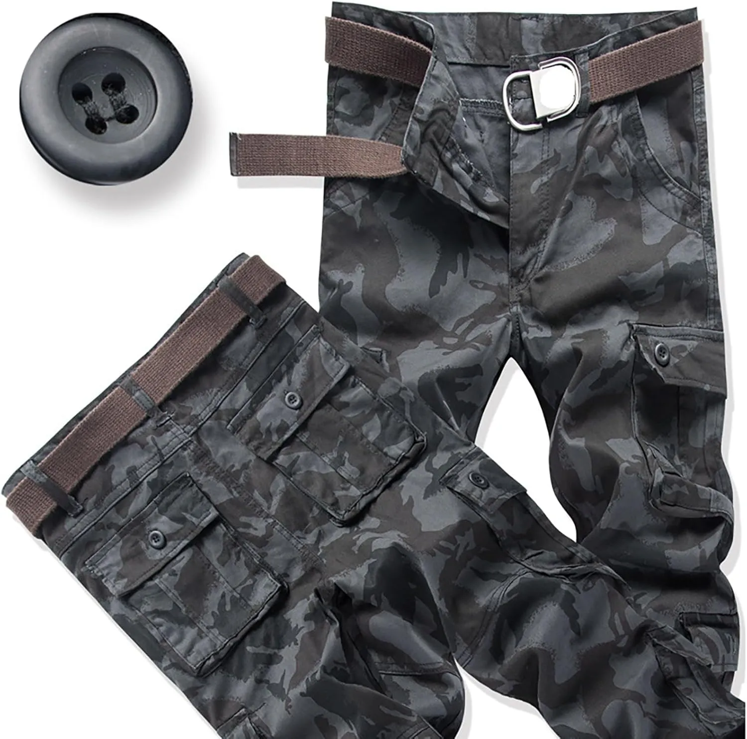 Men's Cargo Pants High Street Leisure Loose Sports Running Solid Color Lace Up Cargo Mens Outdoor Hiking Cargo Pants