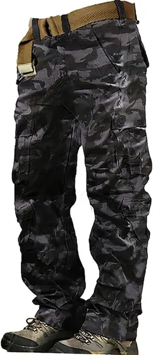 Men's Cargo Pants High Street Leisure Loose Sports Running Solid Color Lace Up Cargo Mens Outdoor Hiking Cargo Pants