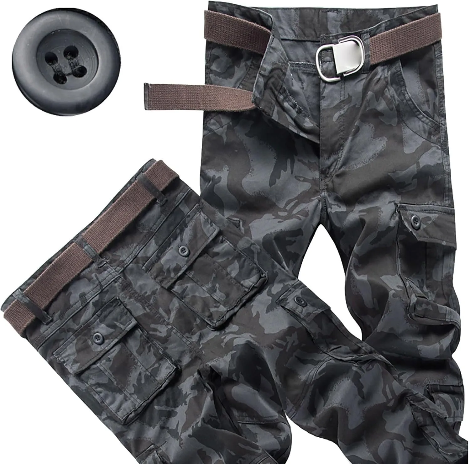 Men's Cargo Pants High Street Leisure Loose Sports Running Solid Color Lace Up Cargo Mens Outdoor Hiking Cargo Pants