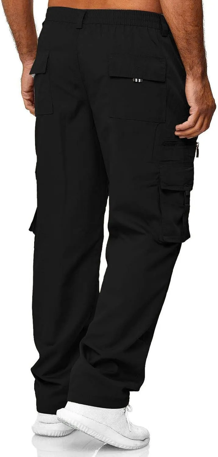 Mens Cargo Pants Slim with Pockets Hiking Pants Big and Tall Stretch Skinny Fit Baggy Sweatpants Travel Pants Workout