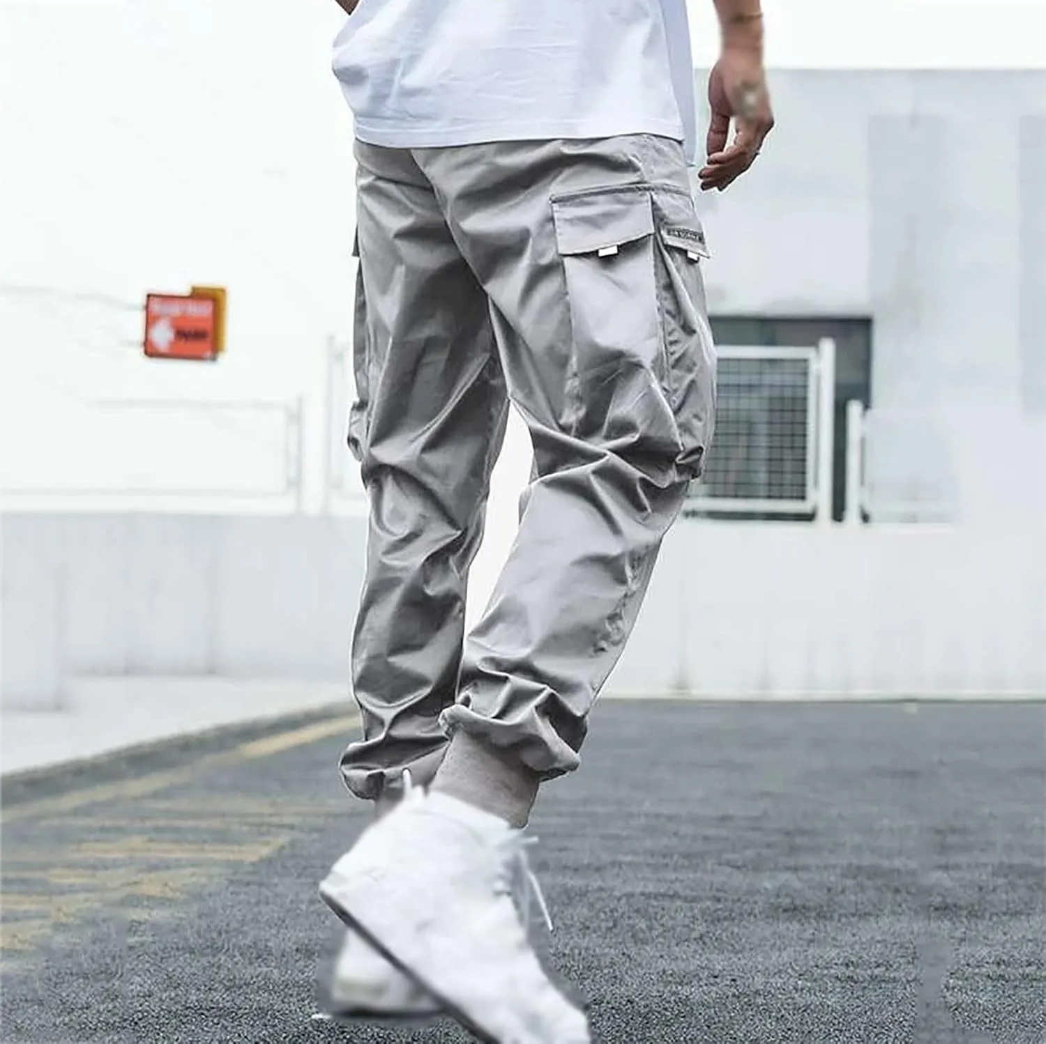 Men's Cargo Pants Solid Color Joggers Lounge Running Workout Gym Track Pants Summer Outdoor Hiking Trousers