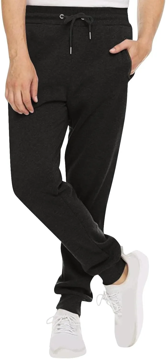 Mens Casual Fleece Drawstring with Zipper Pocket Jogger Sweatpants for Jogging Running Athletic Workout Activities