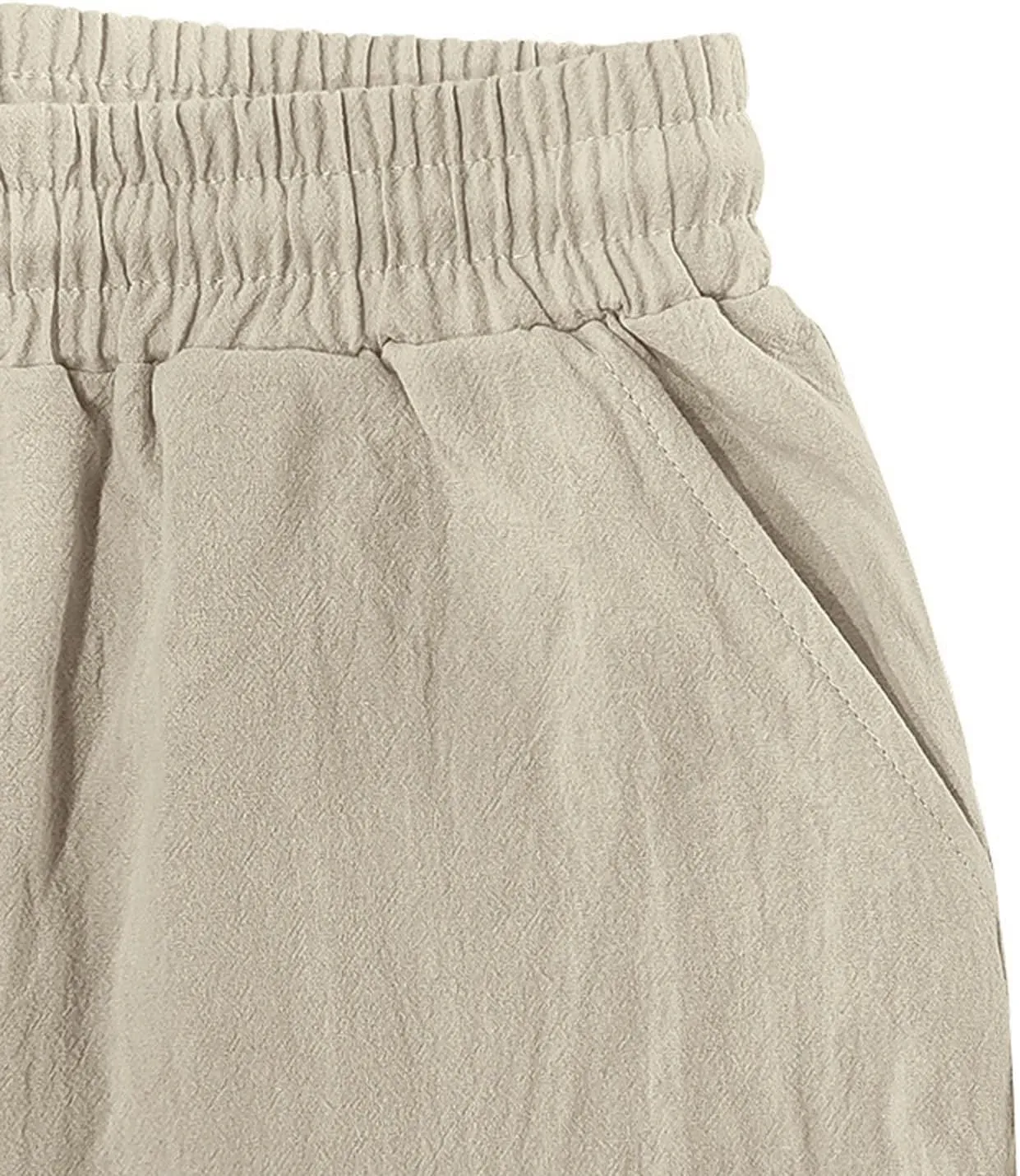 Men's Casual Linen Pants Beach Summer Elastic Waist Drawstring Pants Lightweight Linen Trousers, Tactical Pants for Men