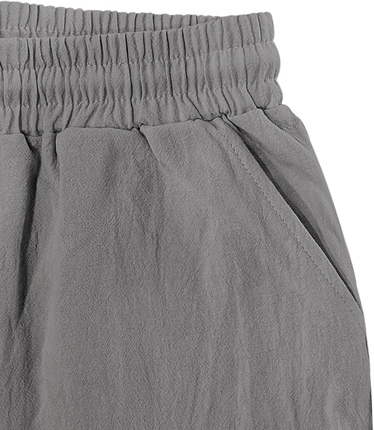 Men's Casual Linen Pants Beach Summer Elastic Waist Drawstring Pants Lightweight Linen Trousers, Tactical Pants for Men