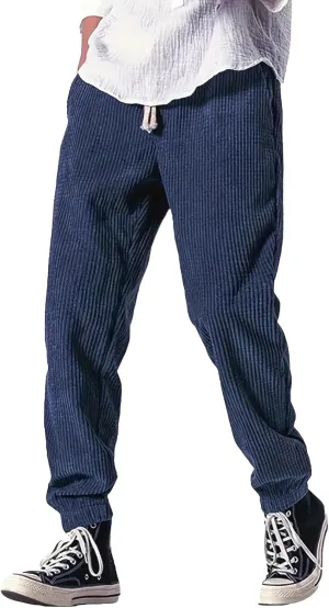Mens Casual Pants Drawstring Elastic Waist Lightweight Tapered Slacks Loose Summer Beach Yoga Trousers