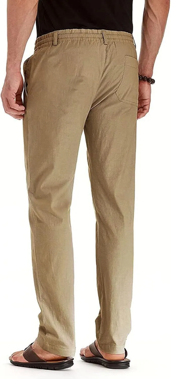 Mens Casual Pants Elastic Waist Drawstring Lounge Pants Lightweight Plus Size Straight Leg Atheltic Sweatpants with Pockets