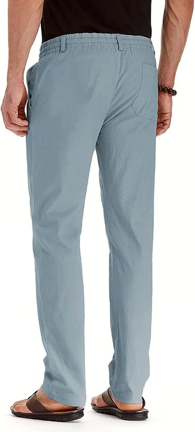Mens Casual Pants Elastic Waist Drawstring Lounge Pants Lightweight Plus Size Straight Leg Atheltic Sweatpants with Pockets