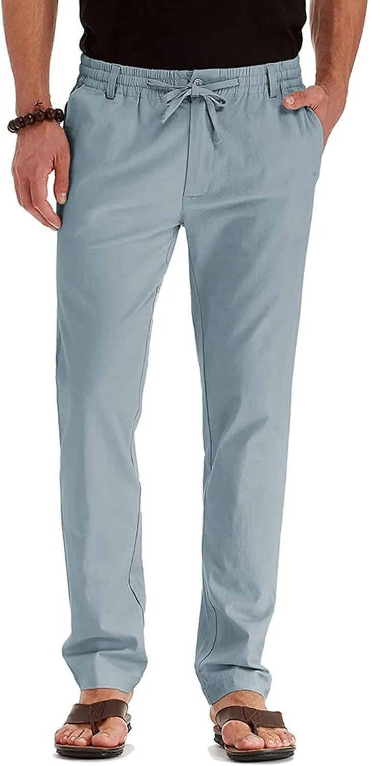 Mens Casual Pants Elastic Waist Drawstring Lounge Pants Lightweight Plus Size Straight Leg Atheltic Sweatpants with Pockets