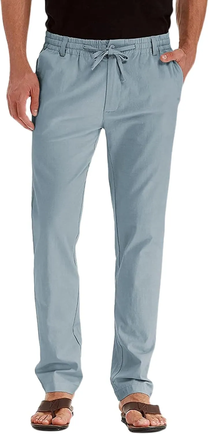 Mens Casual Pants Elastic Waist Drawstring Lounge Pants Lightweight Plus Size Straight Leg Atheltic Sweatpants with Pockets