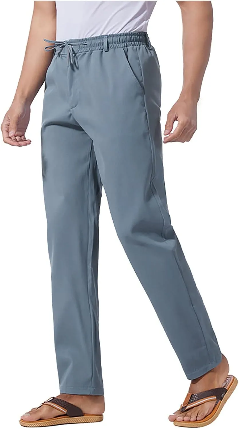 Men's Chino Pants Casual Stretch Waist Tapered Trousers Slim Fit Dress Pants Casual Stretch Twill Pant with Pockets
