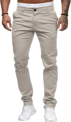 Men's Chinos Pants Slim Fit Stretchy Dress Pants Flat-Front Tapered Legs Slacks for Casual to Semi-Formal Occasions
