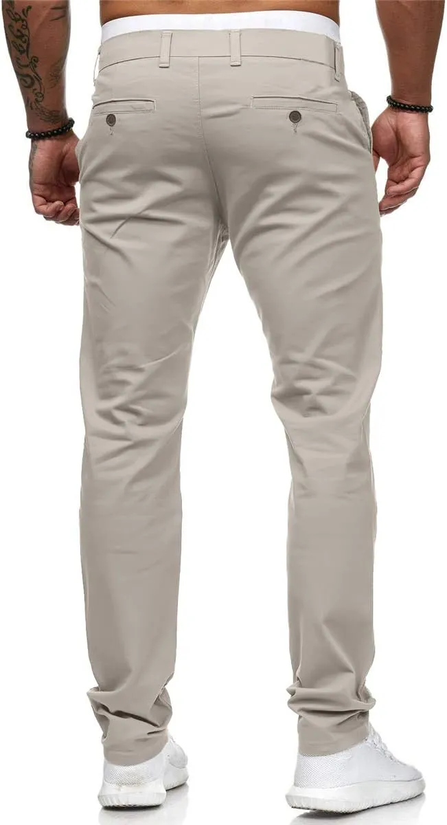 Men's Chinos Pants Slim Fit Stretchy Dress Pants Flat-Front Tapered Legs Slacks for Casual to Semi-Formal Occasions
