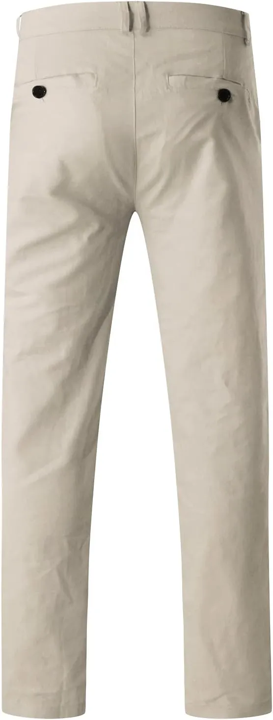 Mens Chinos Slim Fit Pants Flat Front Skinny Straight Leg Dress Pants Stretch Lightweight Comfy Casual Trousers with Pockets