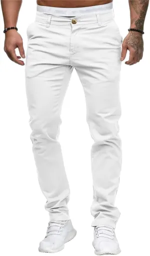 Mens Dress Pants Slim Fit Chinos Stretch Fashion Pant Skinny Leg