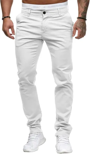 Mens Dress Pants Slim Fit Chinos Stretch Fashion Pant Skinny Leg