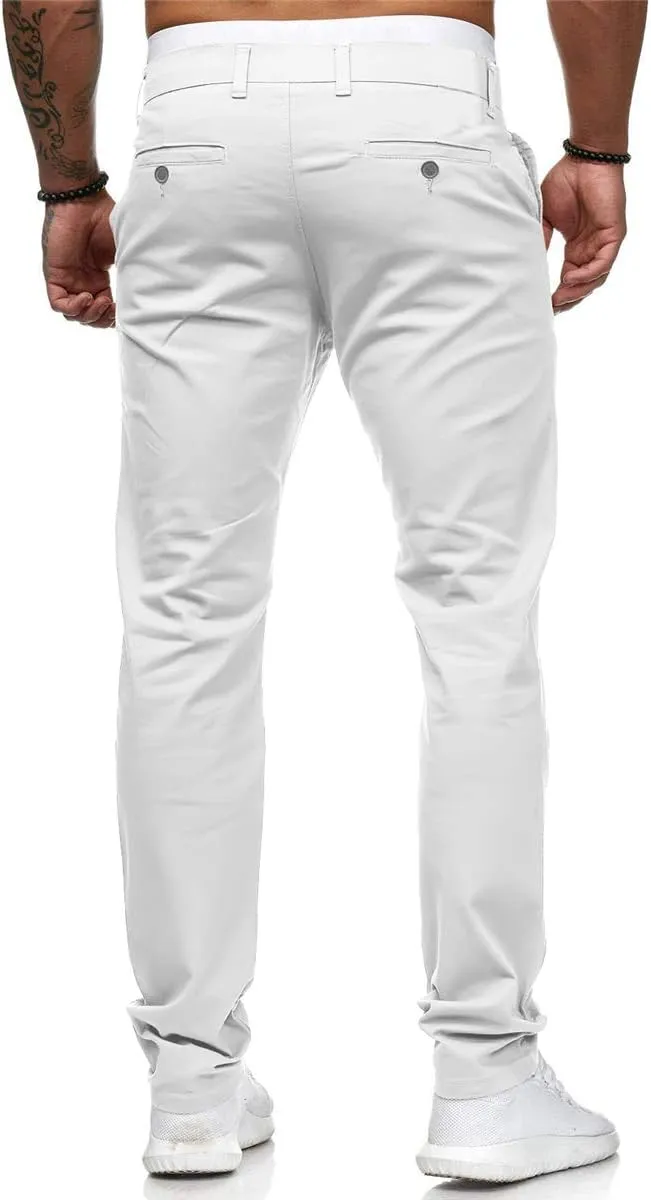 Mens Dress Pants Slim Fit Chinos Stretch Fashion Pant Skinny Leg