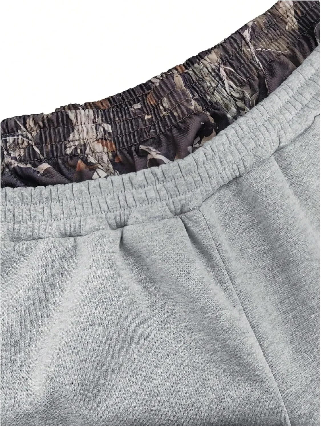Men's Elastic Double Waist Patchwork Sweatpants Wide Leg Baggy Track Pants Vintage Streetwear