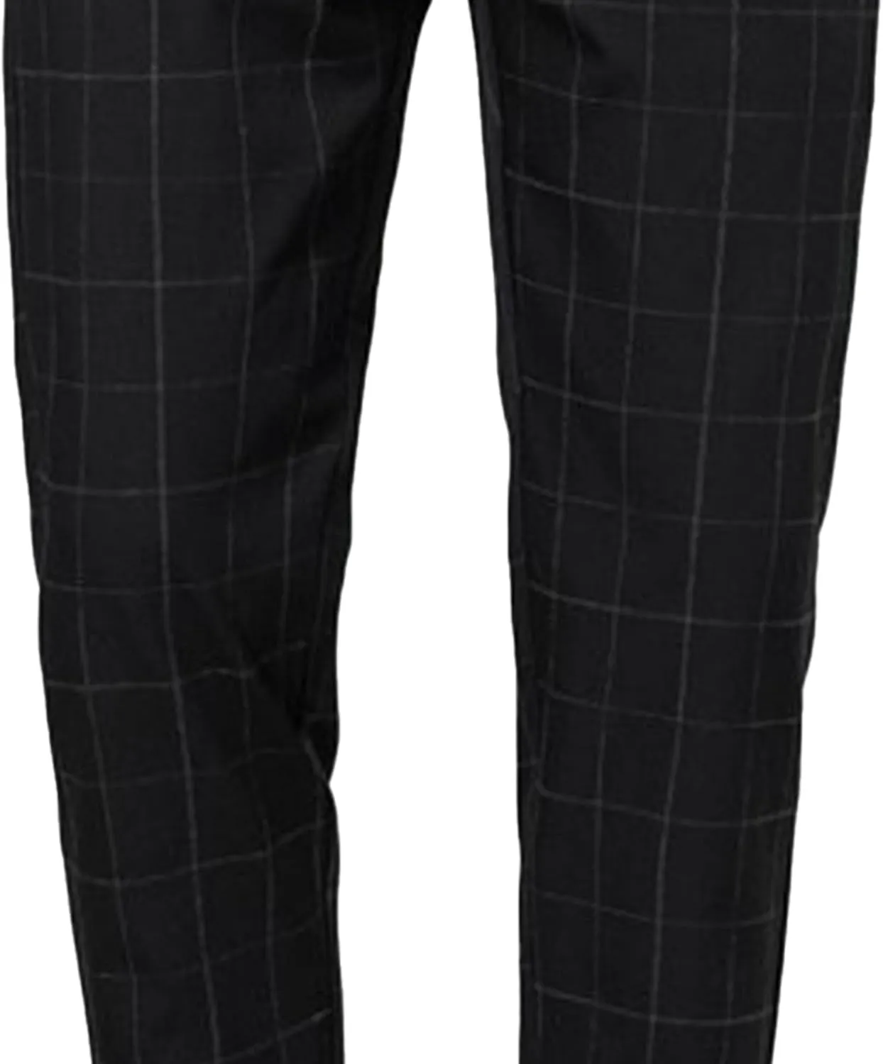 Mens Fashion Plaid Casual Feet Pants Skinny Pencil Jeans Tapered Pant Slim Fit Business Sports Pants