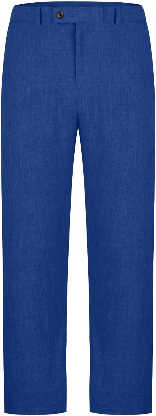 Men's Fashion Suit Pants Flat Front Ecpandable Waist Tapered Trousers Casual Slim Fit Business Golf Pants with Pocket