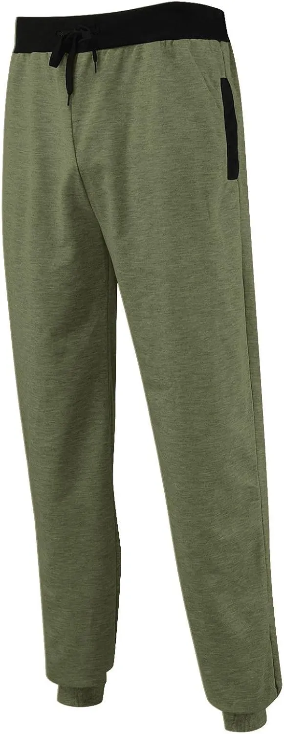 Mens Fleece Lightweight Joggers Pants Workouts Zipper Pockets Drawstring Slim Fit for Running Sports Wear