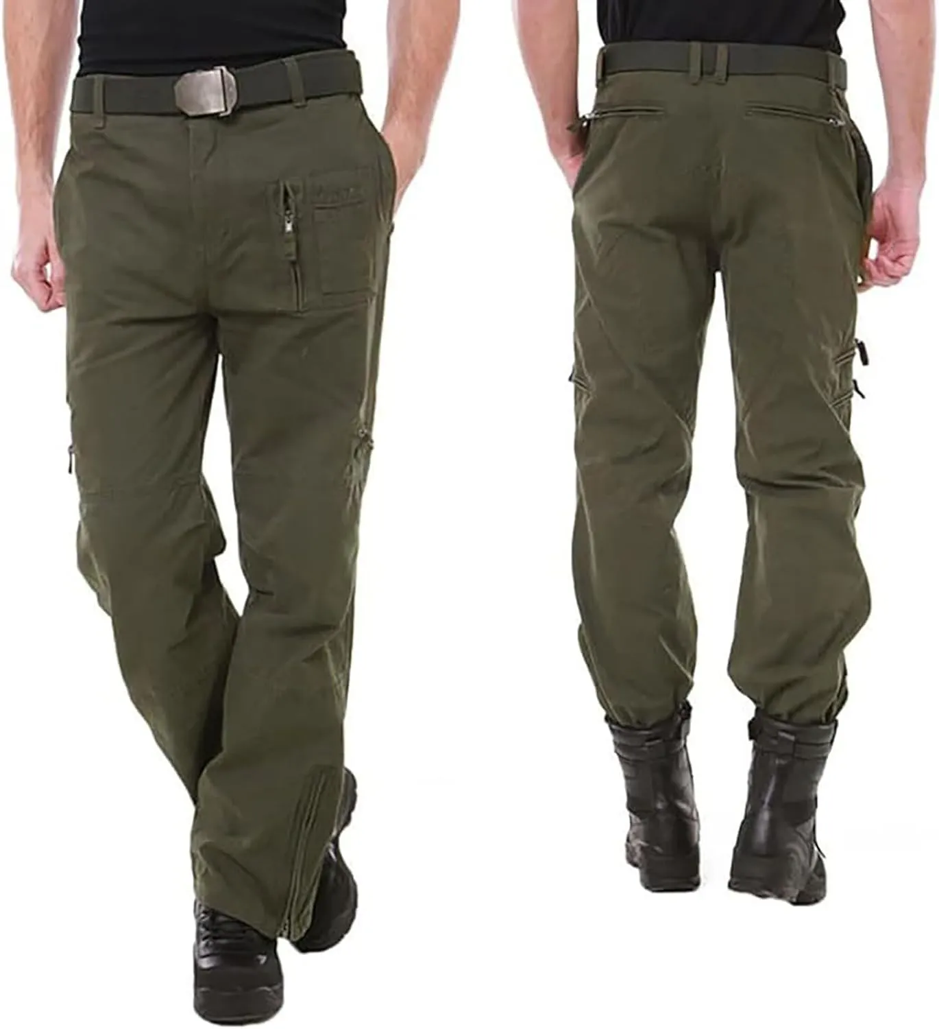Mens Hiking Cargo Pants Slim Fit Lightweight Joggers Breathable Outdoor Trousers with Military Multi Pockets