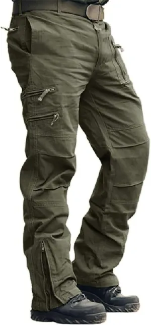 Mens Hiking Cargo Pants Slim Fit Lightweight Joggers Breathable Outdoor Trousers with Military Multi Pockets