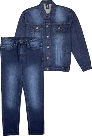 Men's Jean Suit Standard Jacket with Slim Fit Jeans