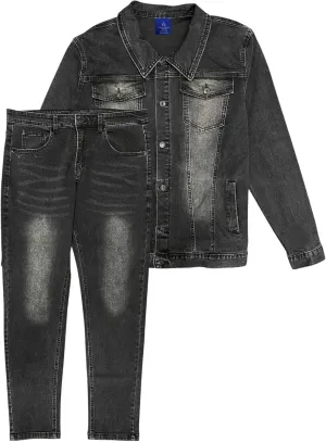 Men's Jean Suit Standard Jacket with Slim Fit Jeans