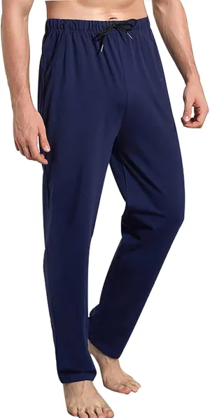 Men's Joggers Sweatpants Open Bottom Straight Leg Casual Loose Fit Running Athletic Pants with Pockets Band 13