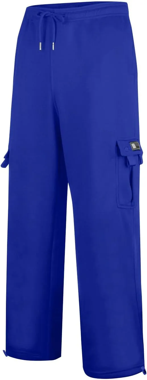 Men's Jogging Cargo Pants Wide Elastic Waist Pants with Multi-Pocket Fit Drawstring Casual Trousers